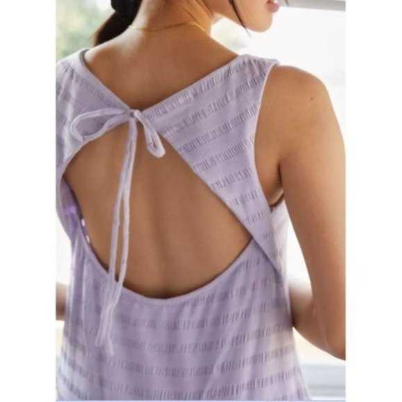 Anthropologie Flounced Open-Back Mini Dress Lavender L Large NWT Texturized Stre - Picture 2 of 14